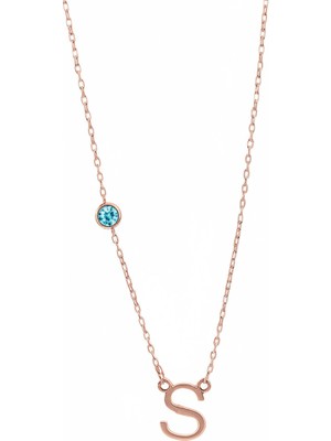 PremiumPort 925 Ayar Gümüş Zincirli 14 Ayar Altın Kaplama Harf Kolye