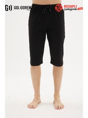 Kly 121 Premium Erkek Büyük Beden Rahat Kesim Pamuklu Penye Mevsimlik Beli Bağcıklı Cepli Kapri