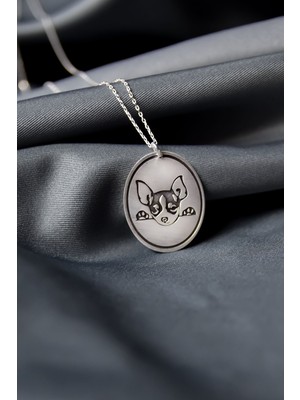 PremiumPort 925 Ayar Gümüş Rodyum Kaplama Köpek Desenli Kolye