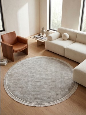 Eliana Home Şönil, Premium,dokuma, Kaymaz Taban Iskandinav Yuvarlak Salon Halısı-Taş
