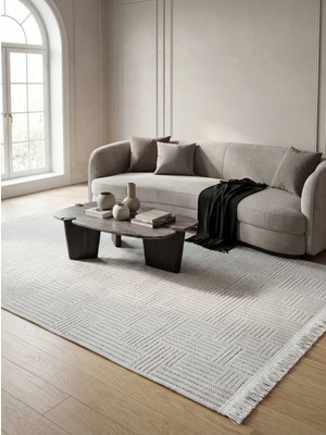 Eliana Home Şönil, Premium,dokuma, Kaymaz Taban Iskandinav Salon Halısı-Beyaz