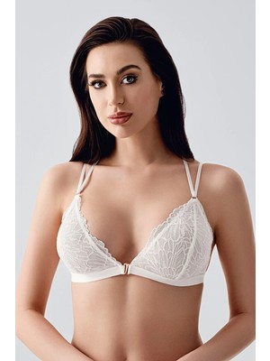 New Bra Sırt Tasarım Detay Dantelli Üçgen Bralet | Ekru 8326