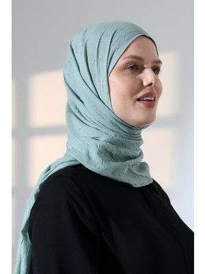 İhvan Online Kadın Tesettür Bambu Kraş Şal, Ütü Gerektirmeyen Doğal Hijab Başörtüsü (75X180 Cm) - Yeşil