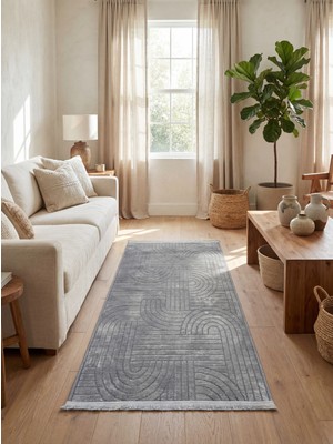 Rovigo Home Şönil,dokuma, Kaymaz Taban Iskandinav  Salon Halısı-Gri