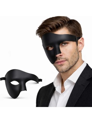 tp Buğz Siyah Yarım Erkek Maske – Phantom Parti &amp; Balo Maskesi