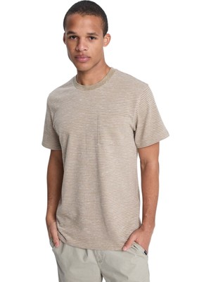 Quiksilver  Lopaz Striped Bej Erkek Tshirt