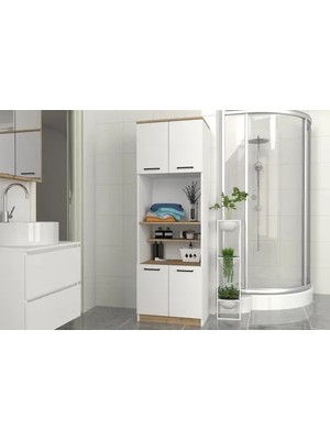 Vivense Lareno Çok Amaçlı Dolap, Safir Beyaz, 4 Kapaklı