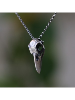 PremiumPort Şık ve Zarif 925 Ayar Gümüş Mini Raven Skull Kolye, Modern Tarzınıza Uyum Sağlar