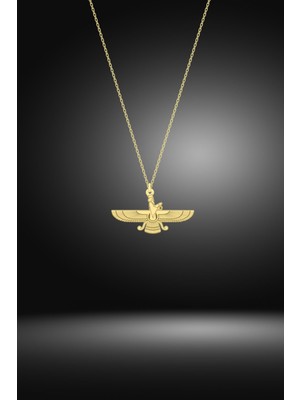PremiumPort 925 Ayar Gümüş Gold Renk Şık Kolye