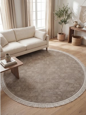 Rovigo Home Şönil, Premium,dokuma, Kaymaz Taban Iskandinav Yuvarlak Salon Halısı-Vizon