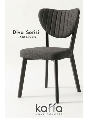 Kaffahome Riva , Modern Mutfak Sandalyesi, Yemek Odası Sandalyesi, Bahçe, Kafe - 4 Adet Antrasit Sandalye