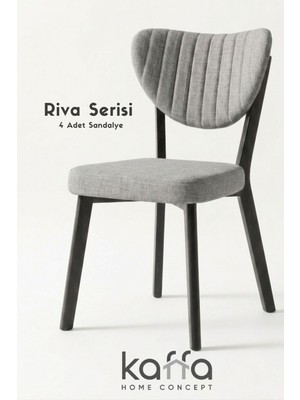 Kaffahome Riva , Modern Mutfak Sandalyesi, Yemek Odası Sandalyesi, Bahçe, Kafe - 4 Adet Gri Sandalye