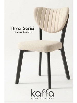 Kaffahome Riva , Modern Mutfak Sandalyesi, Yemek Odası Sandalyesi, Bahçe, Kafe - 4 Adet Krem Sandalye