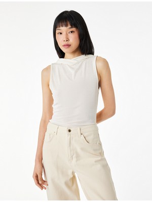 Koton Buzzy Kumaş Basic Kolsuz Kapüşonlu Top