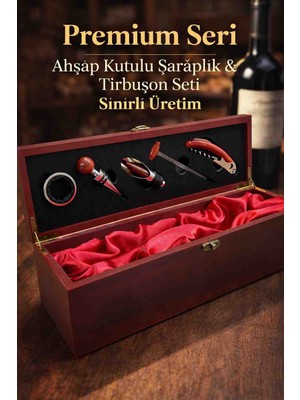 Wolawood Premium Seri Ahşap Kutulu Şaraplık & Tirbuşon Seti – Lüks Tasarım, Sınırlı Üretim, Şık Hediye Seçeneği