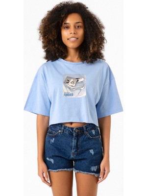 Babymonster Forever Bebe Mavi Kadın Crop Tshirt