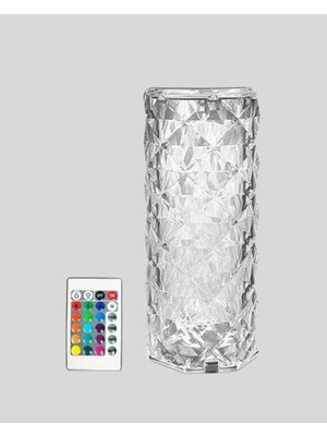 Fun And Market Buğz Kristal Rgb Led’li Kumandalı Masa ve Gece Lambası – Renkli Işık Modlarıyla Şık Dekoratif Aydınlatma - Buğz