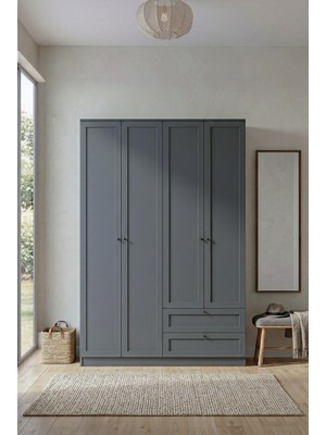 Sarmobi Terra 4 Kapaklı 2 Çekmeceli Gardırop/dolap 137X210X52 cm – Modern Tasarım