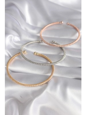 Fun And Market Buğz Pirinç Mix Renk Hasır Model Zirkon Taş Detay Kadın Bileklik Seti - Buğz