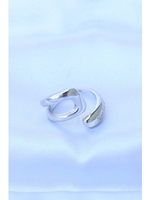 Fun And Market Buğz Pirinç Gümüş Renk Ayarlanabilir Yüzük - Buğz