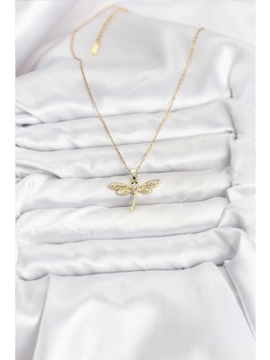 Fun And Market Buğz 316L Çelik Zincir Gold Renk Yusufçuk Model Kadın Kolye - Buğz