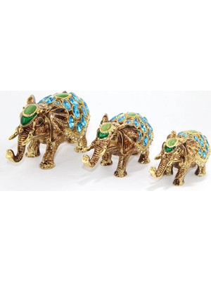 Fun And Market Buğz Swarovski Taşlı 3'lü Fil Figürü Model 2