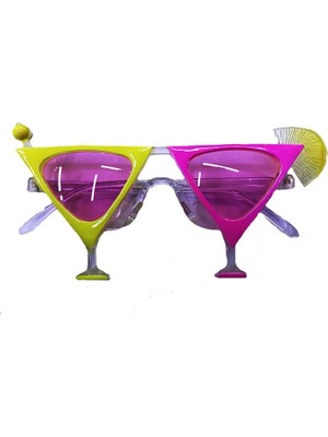 Fun And Market Buğz Sarı Pembe Renk Martini Parti Gözlüğü