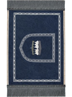 İhvan Online Mini Alın Seccadesi Kaymaz Taban Desenli Cep Tipi Seyahat Namaz Seccadesi - Lacivert