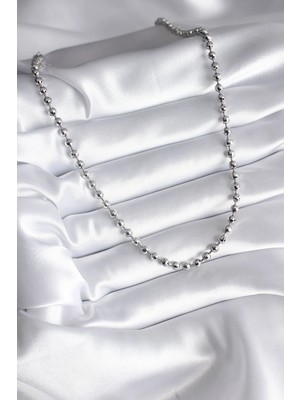 Fun And Market Buğz Pirinç Gümüş Renk Topçuk Detay Kadın Kolye - Buğz