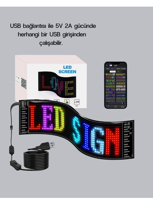 Fun And Market Buğz Rgb LED Panel – USB Güç Girişli, Gıf ve Yazı Gösterimli Akıllı Ekran - Buğz