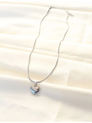 Fun And Market Buğz 316L Çelik Gümüş Renk Kalp Kolye - Buğz