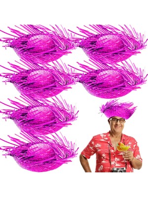 Fun And Market Buğz Tropikal Parti Fuşya Hasır Hawaii Şapkası