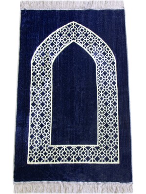 İhvan Online Mihrap Motifli Kadife Seccade Lacivert