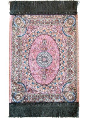 İhvan Online Mini Alın Seccadesi Kaymaz Taban Desenli Cep Tipi Seyahat Namaz Seccadesi - Pembe