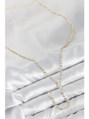 Fun And Market Buğz Pirinç Zirkon Taşlı Gold Renk Kadın Y Kolye - Buğz