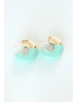 Fun And Market Buğz Ccb Turkuaz Gold Çift Renk Küpe - Buğz