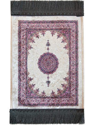 İhvan Online Mini Alın Seccadesi Kaymaz Taban Desenli Cep Tipi Seyahat Namaz Seccadesi - Krem