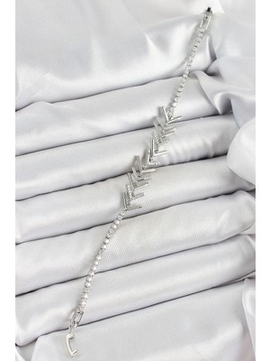 Fun And Market Buğz Pirinç Gümüş Renk Zirkon Taşlı Balık Sırtı Kadın Bileklik - Buğz