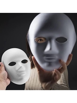 Fun And Market Buğz Beyaz Renk Boyanabilir Anonim Tam Yüz Cosplay Maske 24X18 cm