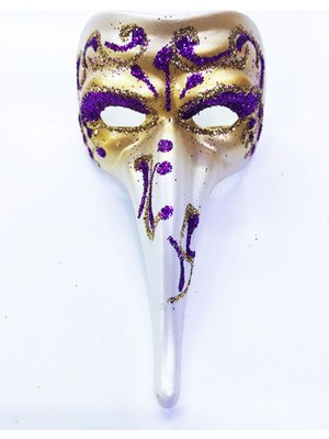 Mor Renk Işlemeli Seramik Malzemeden Imal Venedik Uzun Maske Magnet Midastech