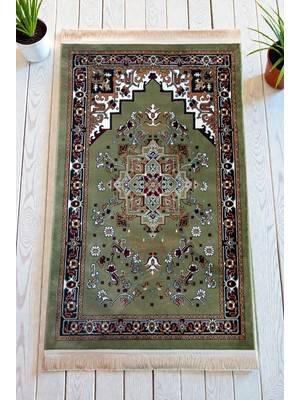 İhvan Online Halı Seccade Desenli – Klasik Motifli Kaymaz Tabanlı Namazlık - Yeşil