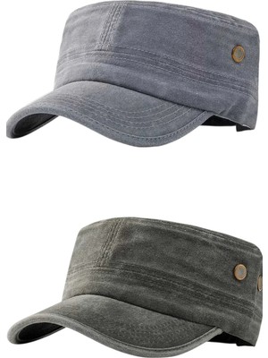 Tezzgelsin Unisex Eskitme Vintage %100 Pamuklu Castro Kep Şapka 2'li Set