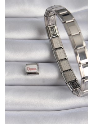 Fun And Market Buğz 316L Çelik Gümüş Renk Beyaz Pembe Ouma Işlemeli Nomination Charm - Buğz