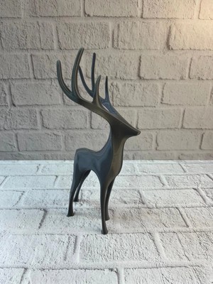 Fun And Market Buğz Gri Geyik Biblo Minimal Tasarım Şık Ev Aksesuarı - Buğz