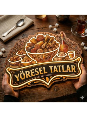 Neonled Yöresel Tatlar Baskılı Neon LED Dekoratif Aydınlatma