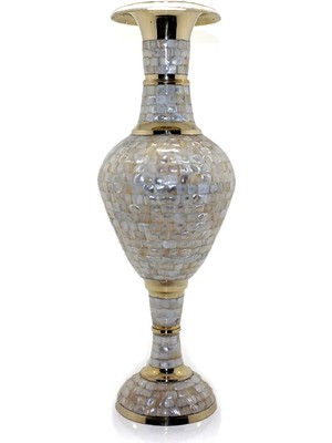 Fun And Market Buğz Pirinç Sedefli Vazo 45 cm