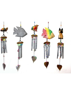 Fun And Market Buğz Üstü Ahşap Altı Metalli Rüzgar Çanı