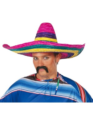 Fun And Market Buğz Sombrero Meksika Şapkası Renkli Örme Hasır Yetişkin Boy