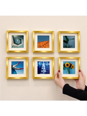 Nobbystar Yapışkanlı Sök-Tak Paspartulu Altın 14X14CM Pola Kare Fotoğraf Çerçevesi - 6'lı paket