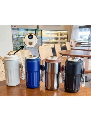 Fun And Market Buğz Charm Detaylı ve Derece Göstergeli Vakumlu Mug Termos Bardak 480 ml